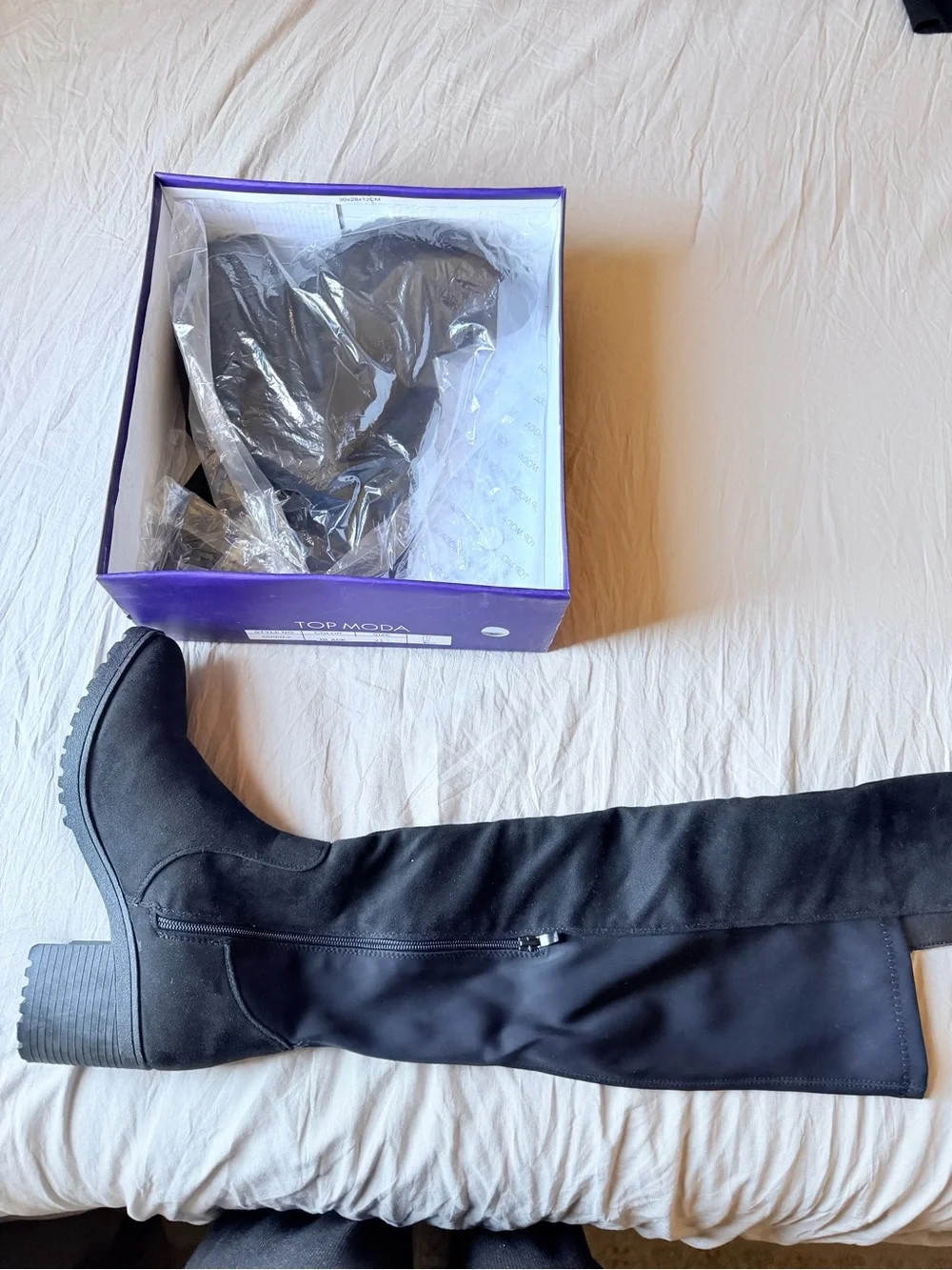 TOP Moda Black Over-The-Knee Block Heel Boots